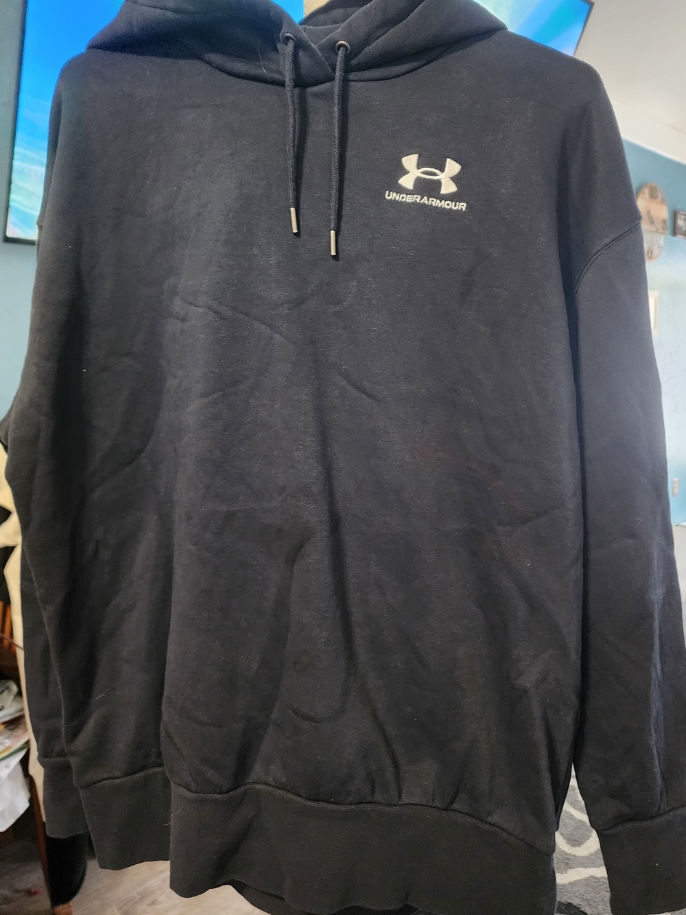 Under Armour Men's/Women's Black Pullover Hoodie with Chest Logo Sz XSM
